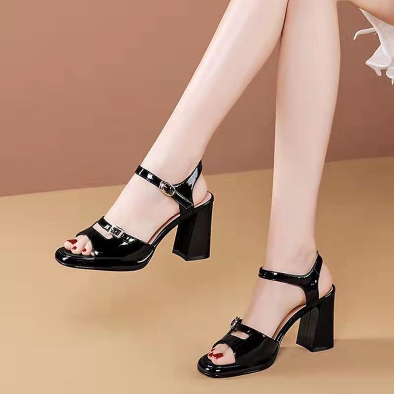 Women's Leather Platform High Heel Sandals
