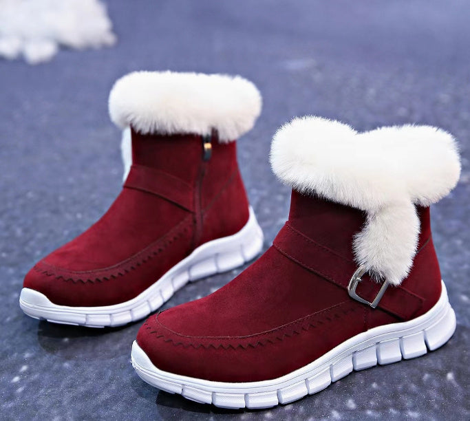 Korean Version Of Thickened Solid Color Booties In Winter