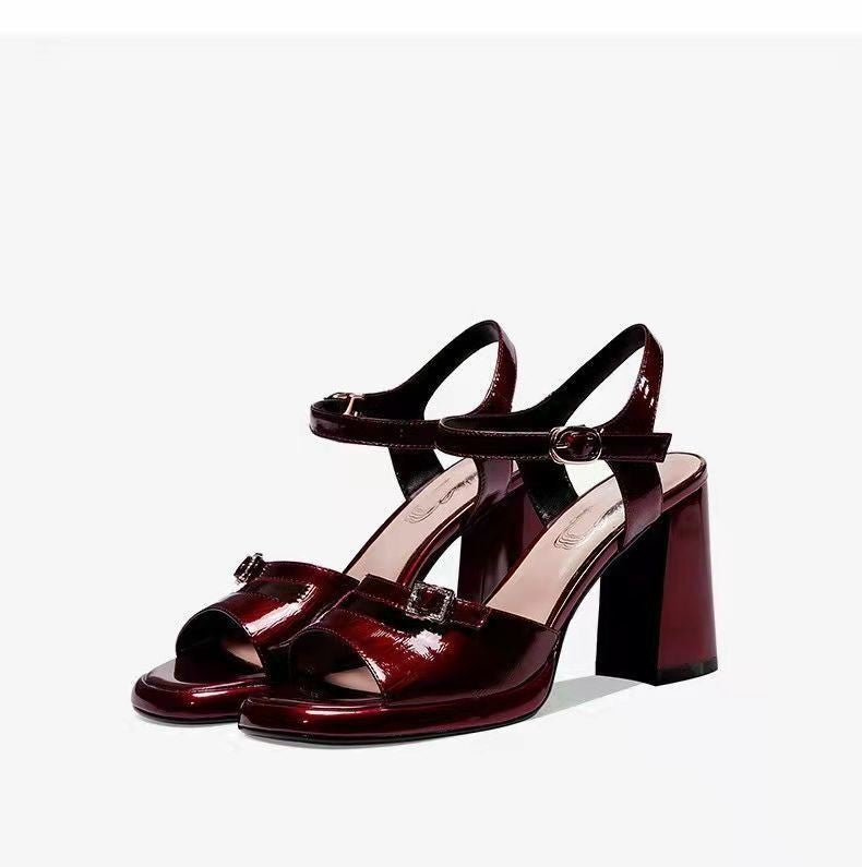Women's Leather Platform High Heel Sandals