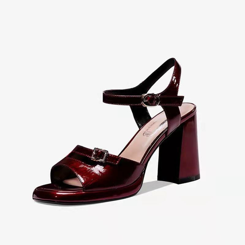 Women's Leather Platform High Heel Sandals