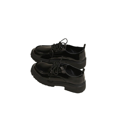 Women's Thick-soled Lace-up Leather Shoes