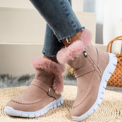Korean Version Of Thickened Solid Color Booties In Winter