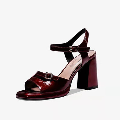 Women's Leather Platform High Heel Sandals
