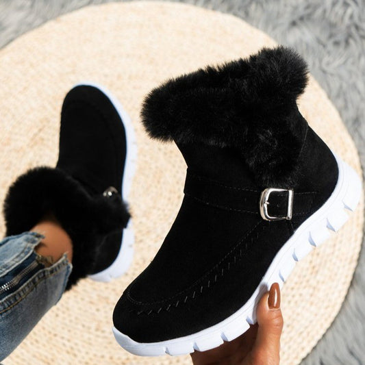 Korean Version Of Thickened Solid Color Booties In Winter